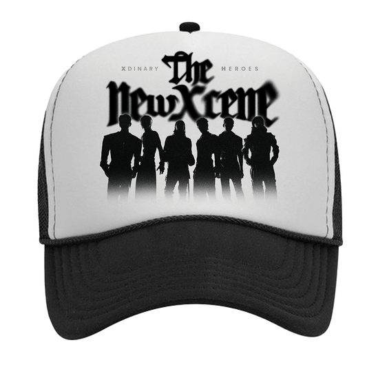 Baseball cap with silhouette design and text 